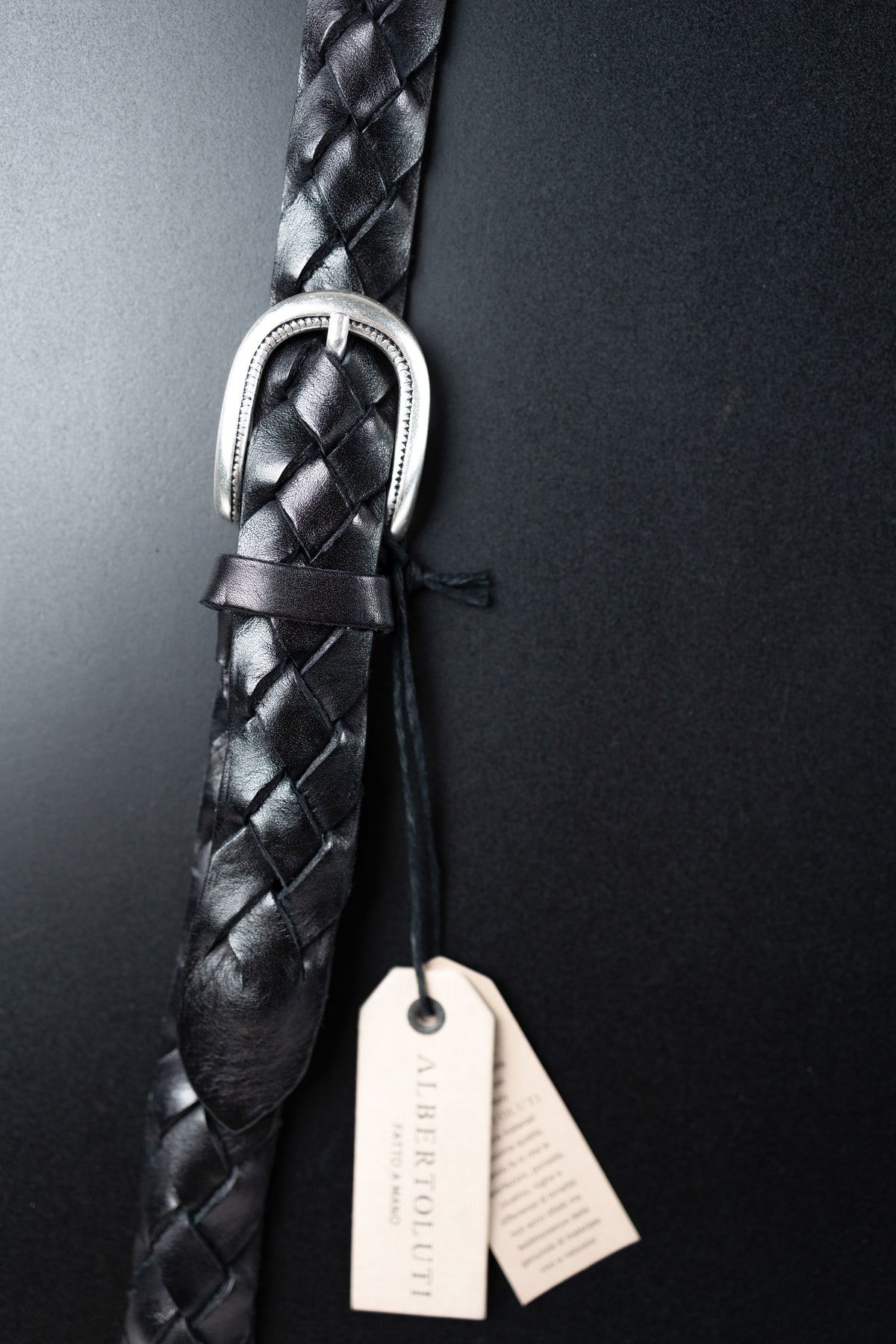CINTURA TRECCIA NERO ALBERTO LUTI