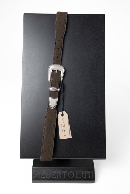 CINTURA WESTERN IN SUEDE MORO ALBERTO LUTI