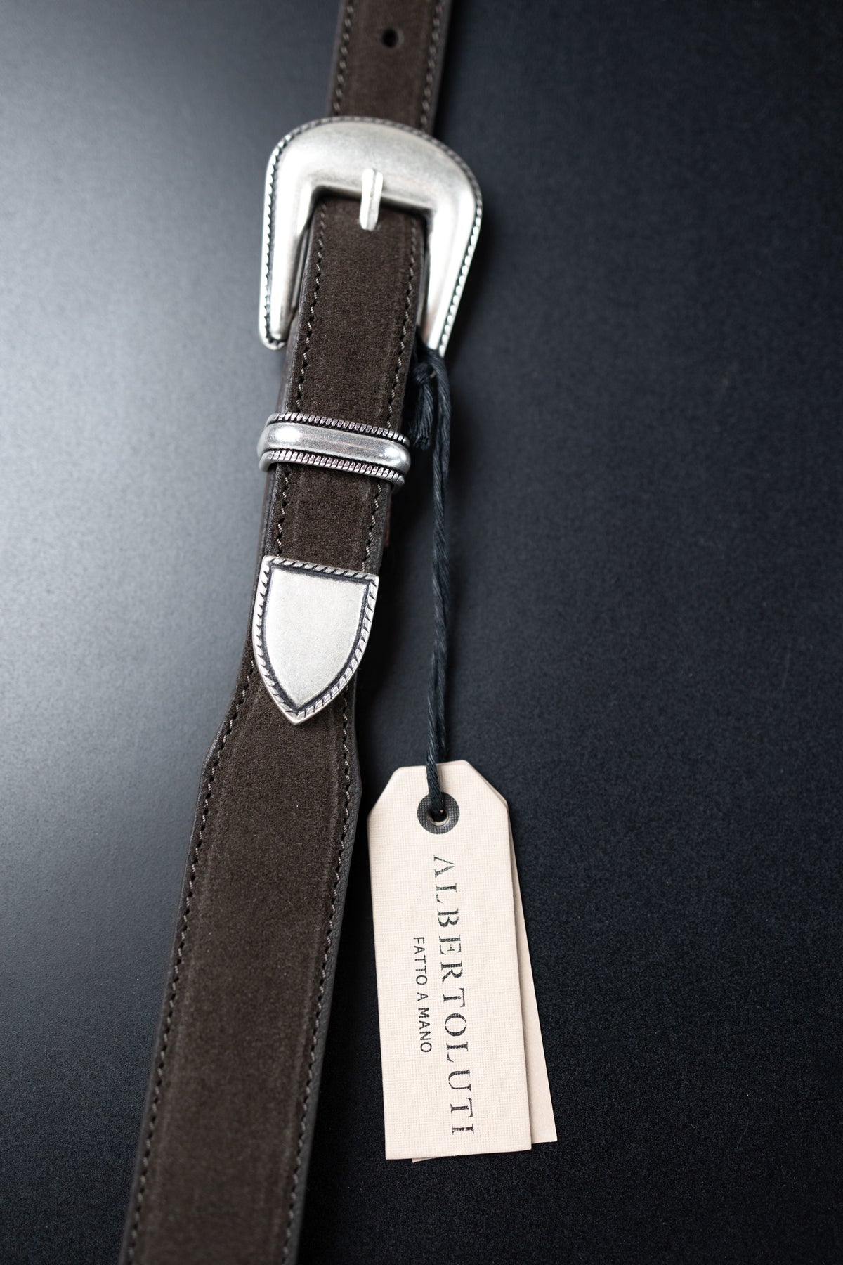 CINTURA WESTERN IN SUEDE MORO ALBERTO LUTI