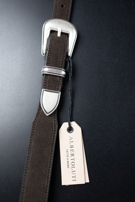 CINTURA WESTERN IN SUEDE MORO ALBERTO LUTI