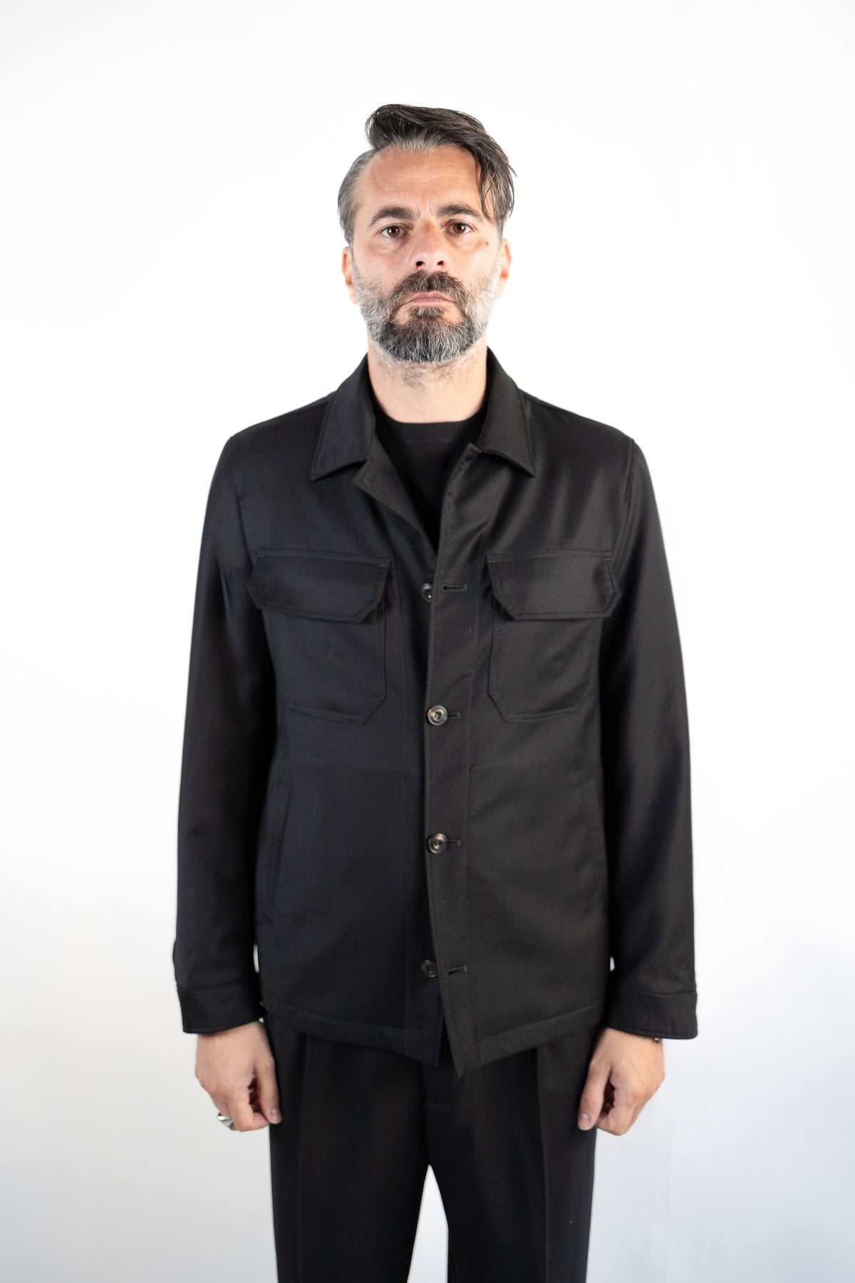 OVERSHIRT IN LANA NERO L.B.M