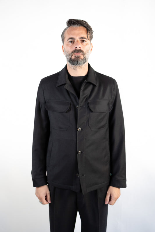 OVERSHIRT IN LANA NERO L.B.M