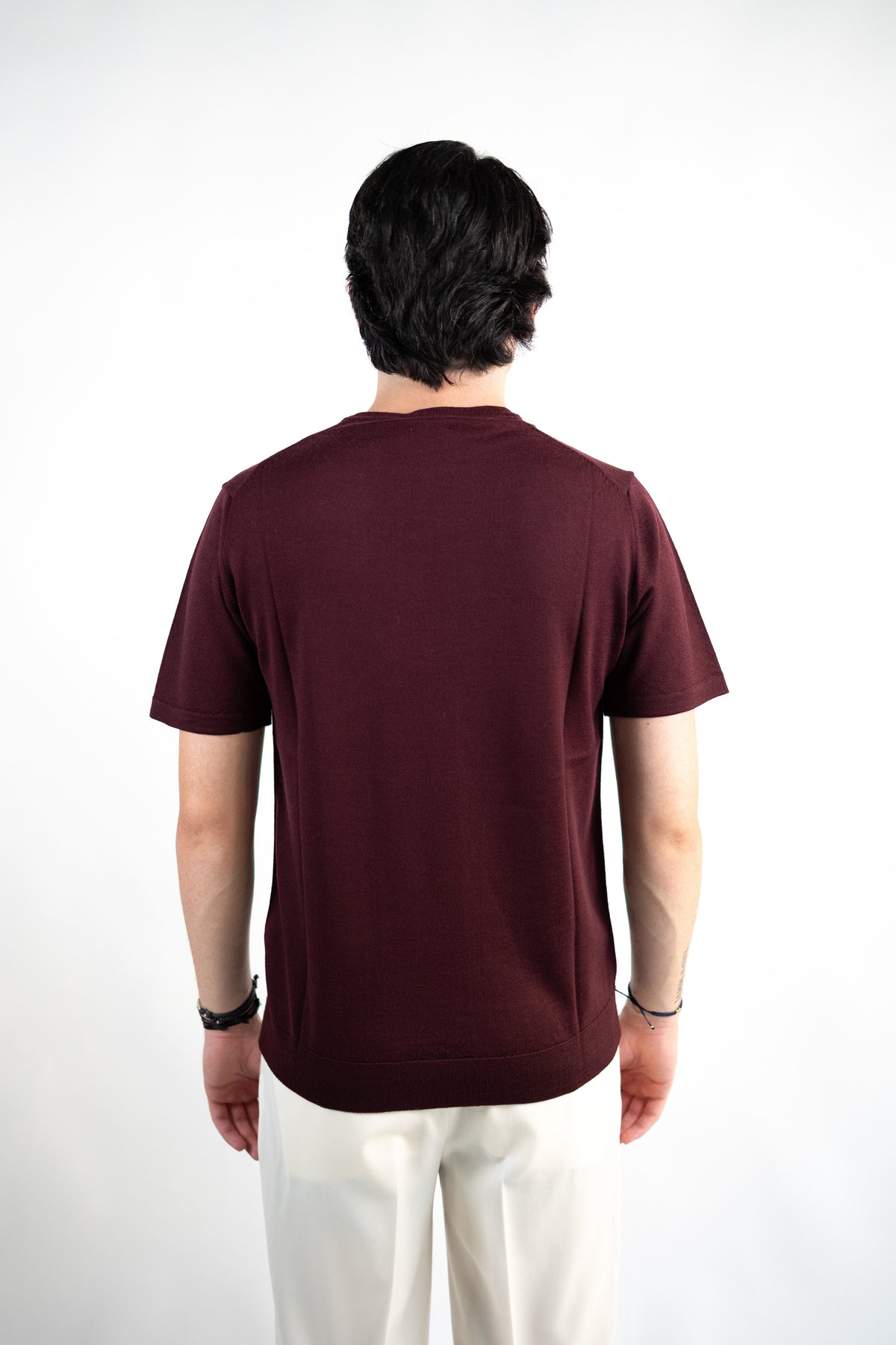 MAGLIA PARICOLLO CON MANICHE CORTE IN LANA MERINO EXTRAFINE DANIELE FIESOLI