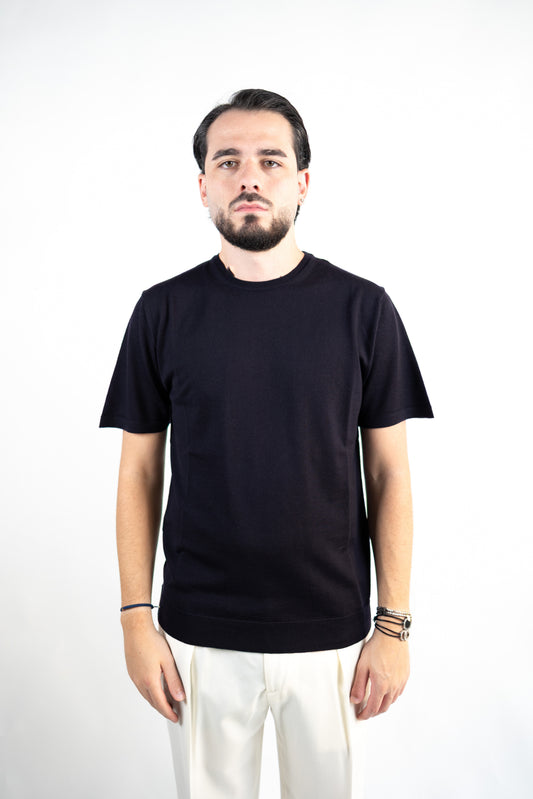 MAGLIA GIROCOLLO CON MANICHE CORTE IN LANA MERINO EXTRAFINE DANIELE FIESOLI