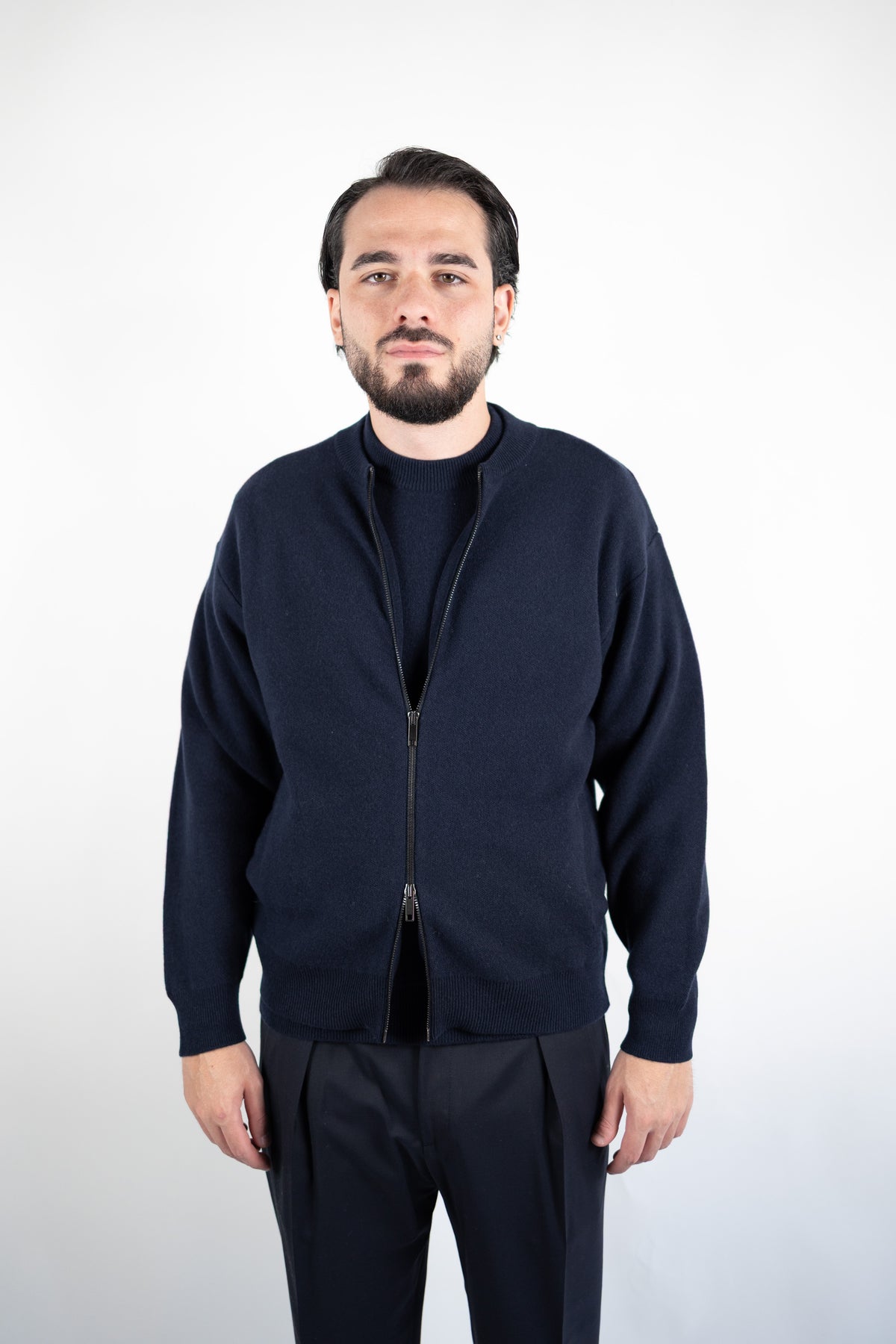 BOMBER IN LANA & CASHMERE BLEND  BLU DANIELE FIESOLI