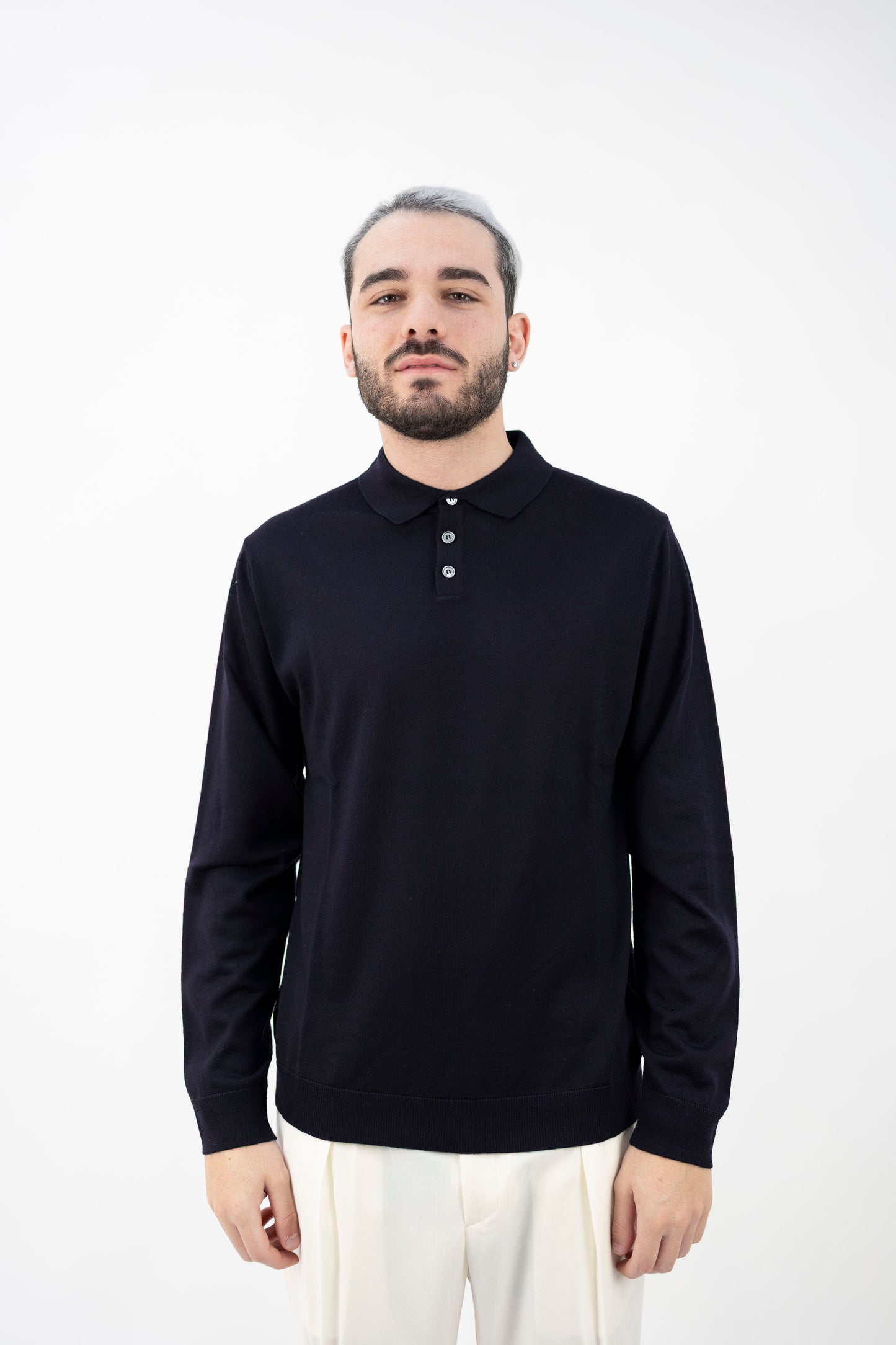 POLO IN LANA EXTRAFINE  BLU SCURO DF0026 023 DANIELE FIESOLI