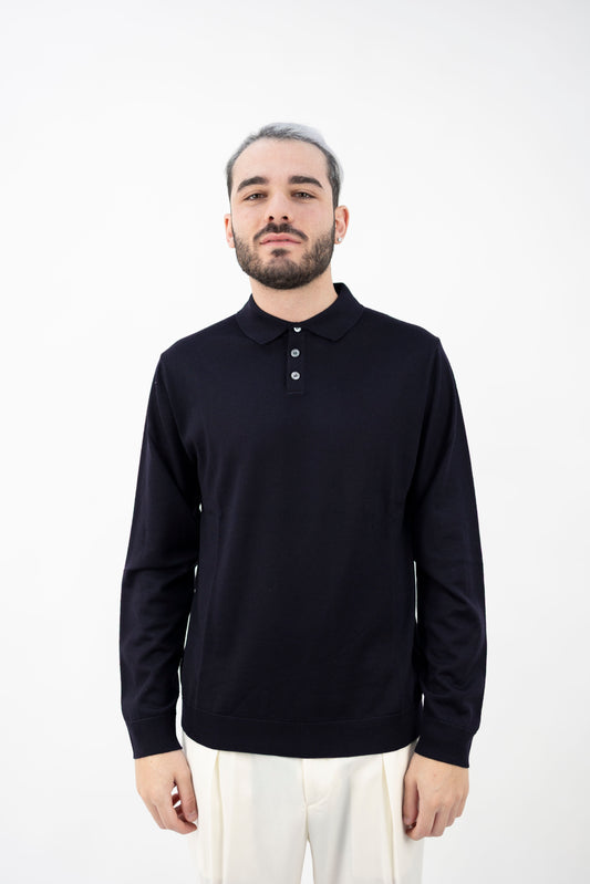 POLO IN LANA EXTRAFINE  BLU SCURO DF0026 023 DANIELE FIESOLI