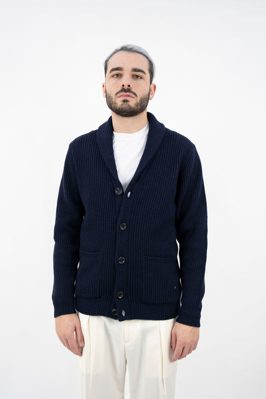 CARDIGAN IN LANA BLU DF0084 023 DANIELE FIESOLI