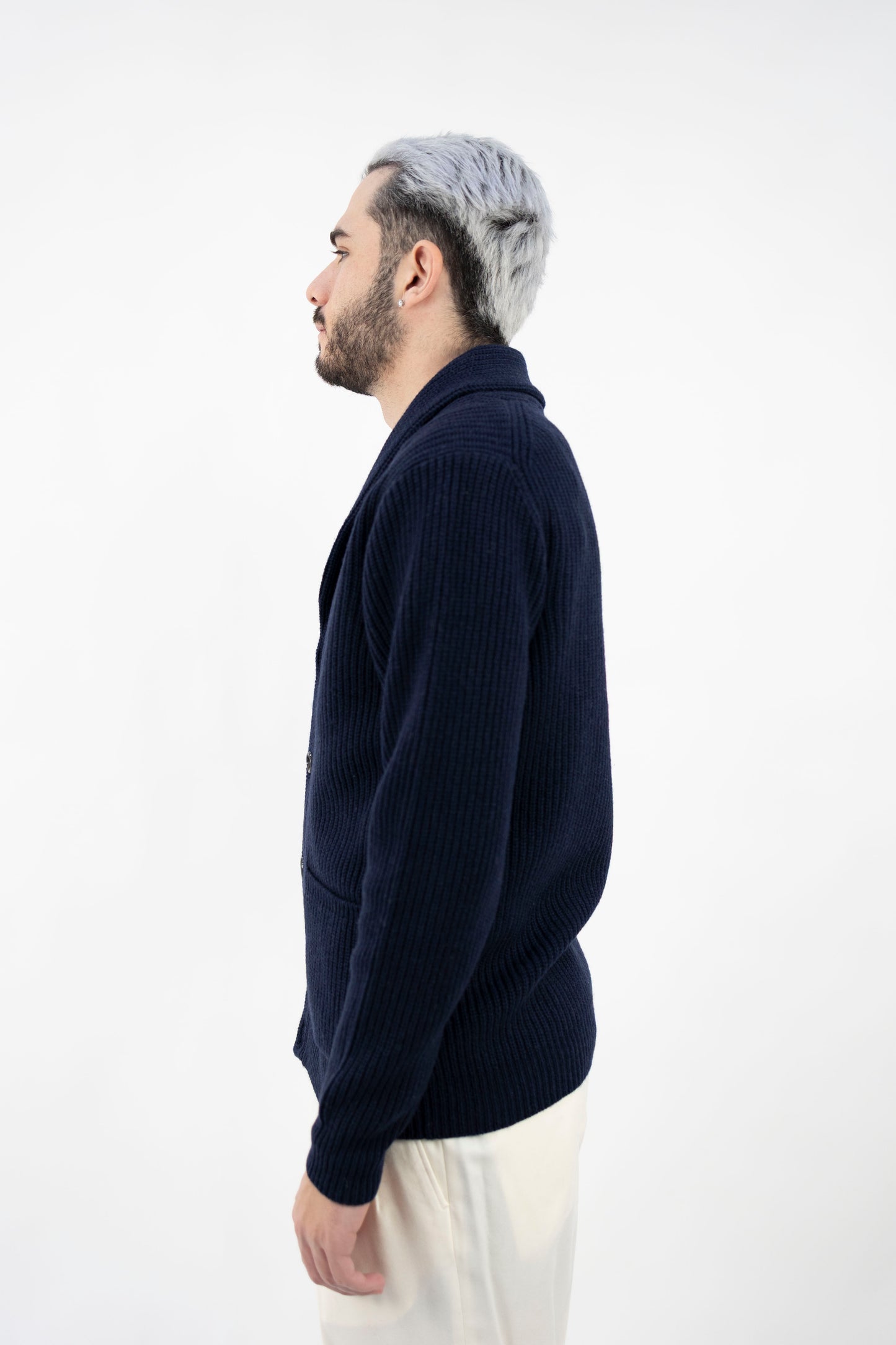CARDIGAN IN LANA BLU DF0084 023 DANIELE FIESOLI