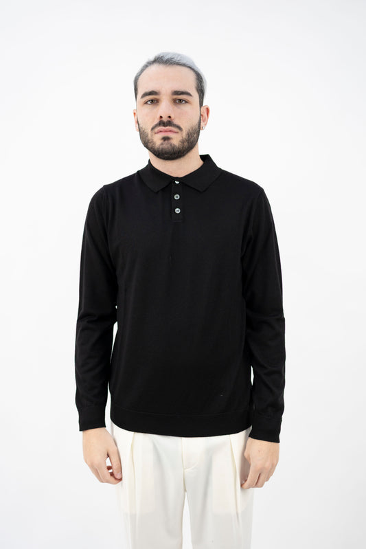 POLO IN LANA EXTRAFINE NERO DF0026 013 DANIELE FIESOLI