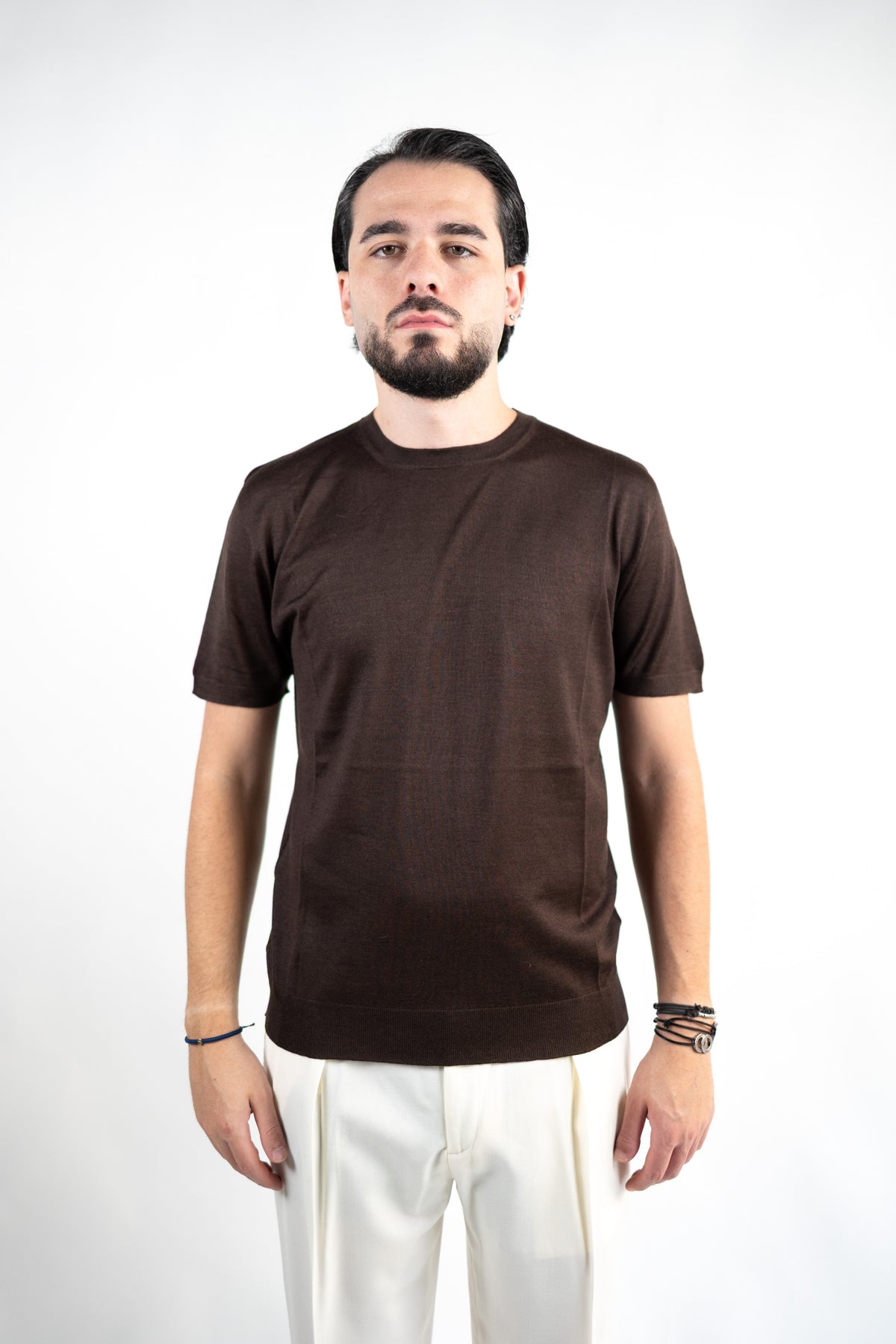 T-SHIRT GIROCOLLO IN LANA MERINO EXTRAFINE & SETA DANIELE FIESOLI
