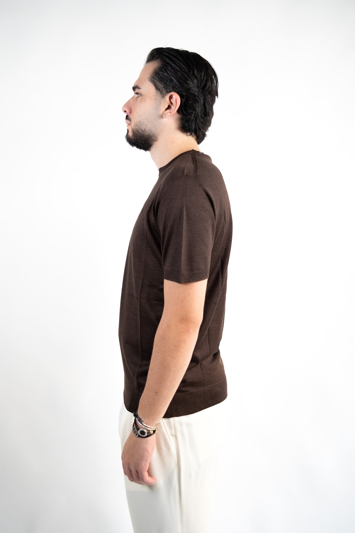 T-SHIRT GIROCOLLO IN LANA MERINO EXTRAFINE & SETA DANIELE FIESOLI