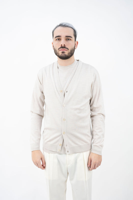 CARDIGAN IN LANA CREMA DF0024 09 DANIELE FIESOLI