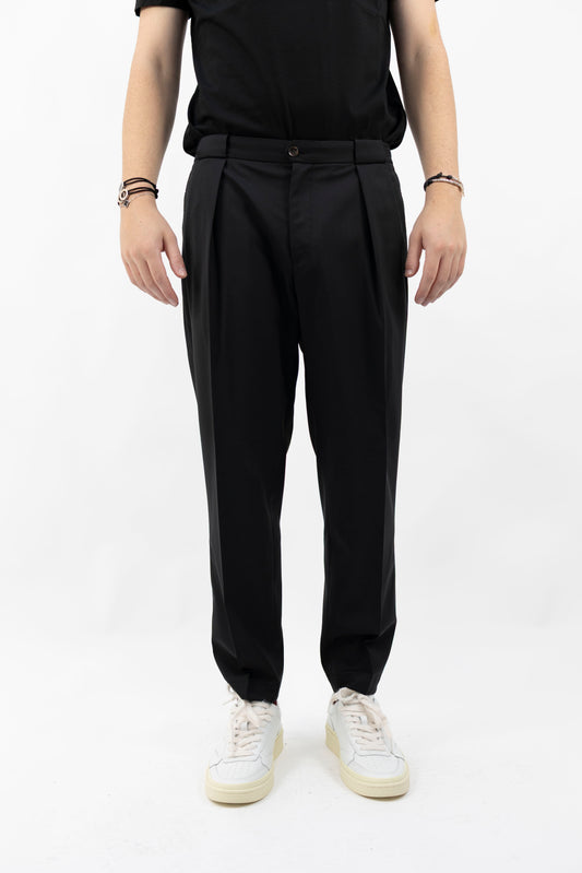 PANTALONE FRESCO LANA NERO PORTOBELLOSQD 400100 010 Quattro decimi BY Briglia