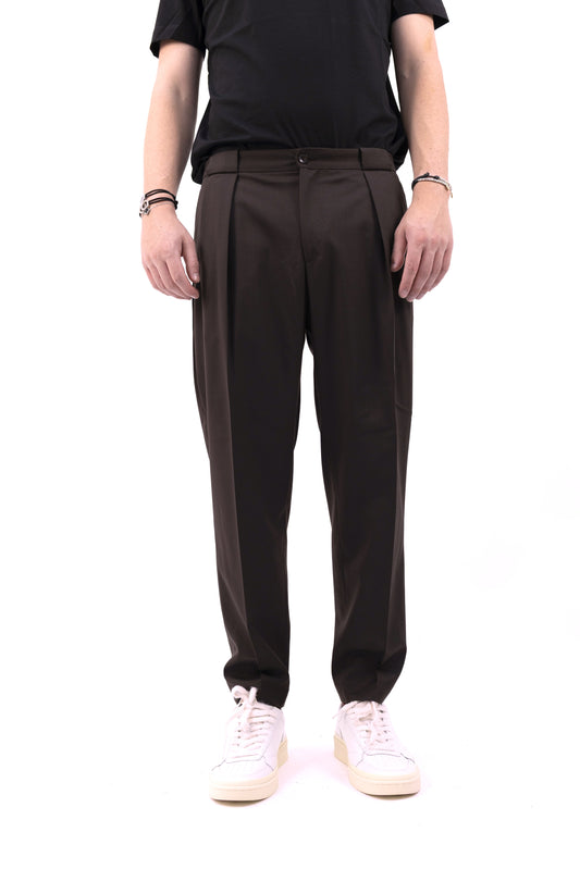 PANTALONE FRESCO LANA MARRONE PORTOBELLOSQD 400100 146 Quattro decimi BY Briglia