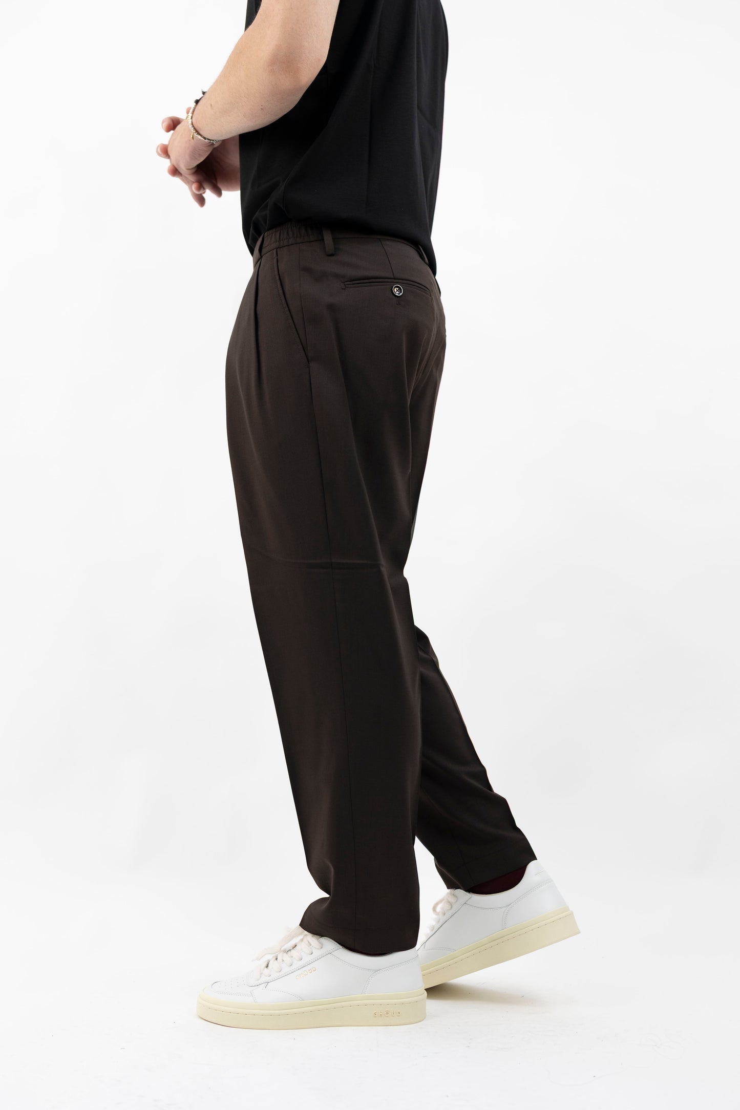 PANTALONE FRESCO LANA MARRONE PORTOBELLOSQD 400100 146 Quattro decimi BY Briglia