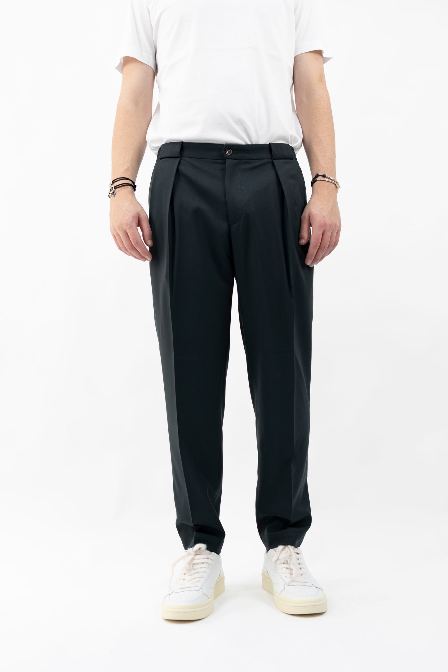 PANTALONE IN FRESCO LANA VERDE SCURO PORTOBELLOSQD 400100 192 Quattro decimi BY Briglia