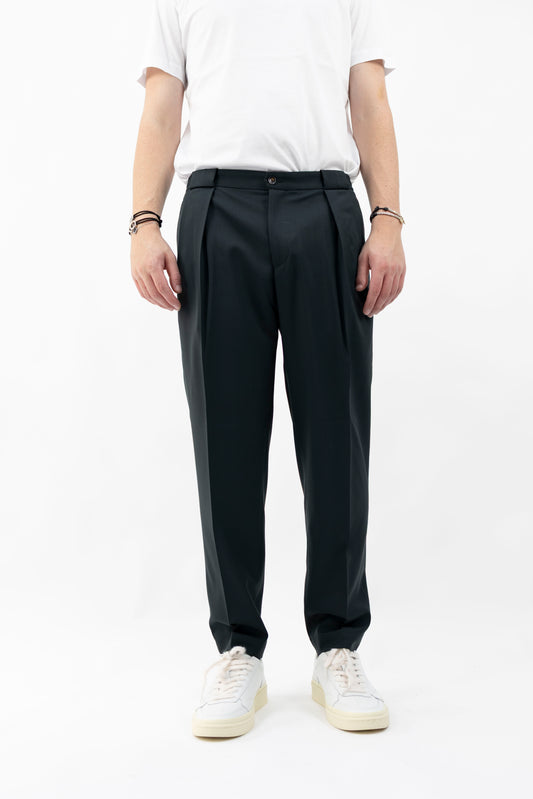 PANTALONE IN FRESCO LANA VERDE SCURO PORTOBELLOSQD 400100 192 Quattro decimi BY Briglia