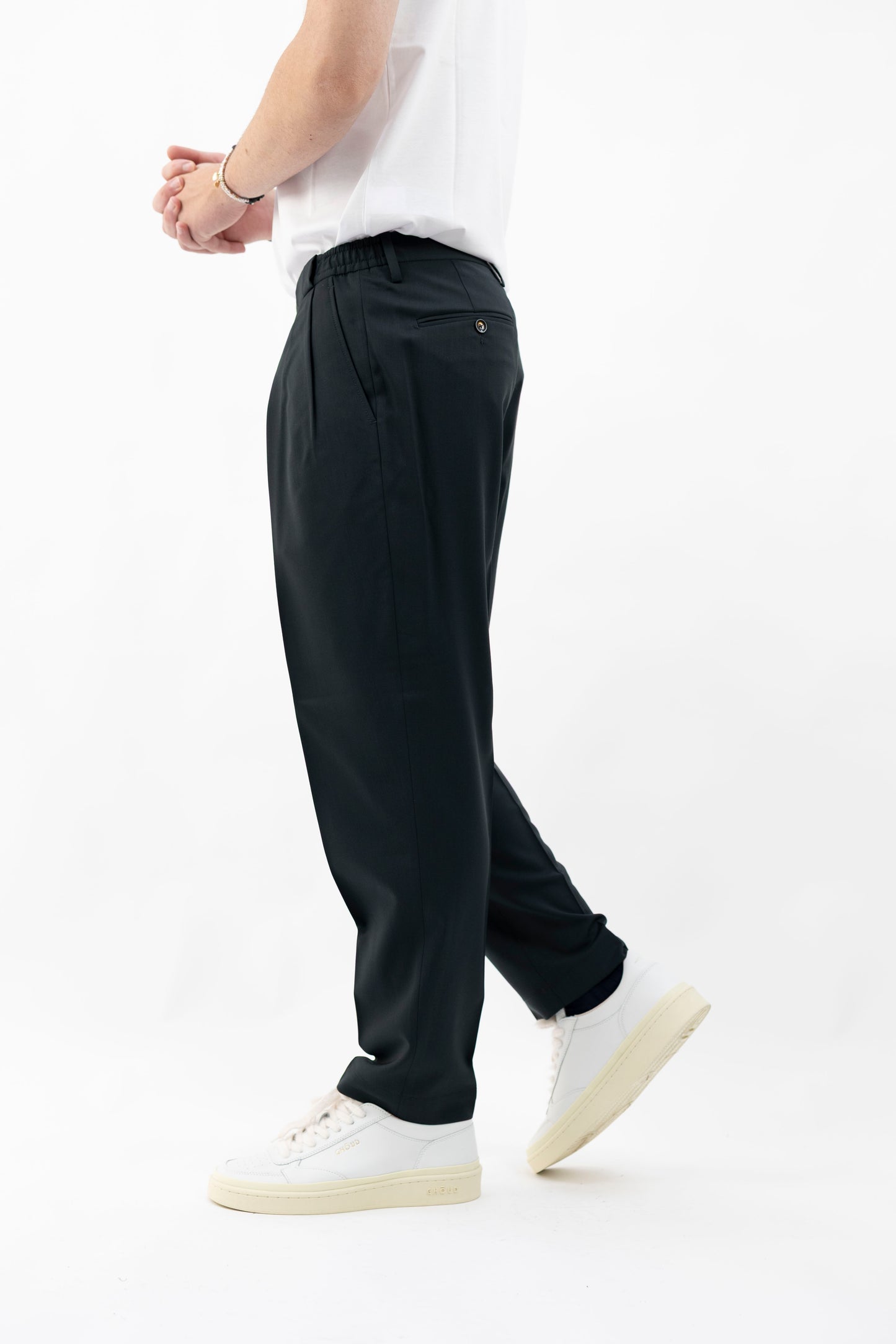 PANTALONE IN FRESCO LANA VERDE SCURO PORTOBELLOSQD 400100 192 Quattro decimi BY Briglia