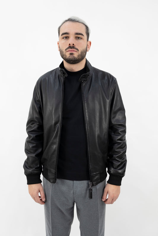 BOMBER IN PELLE NERO 5654 BLACK BULLY