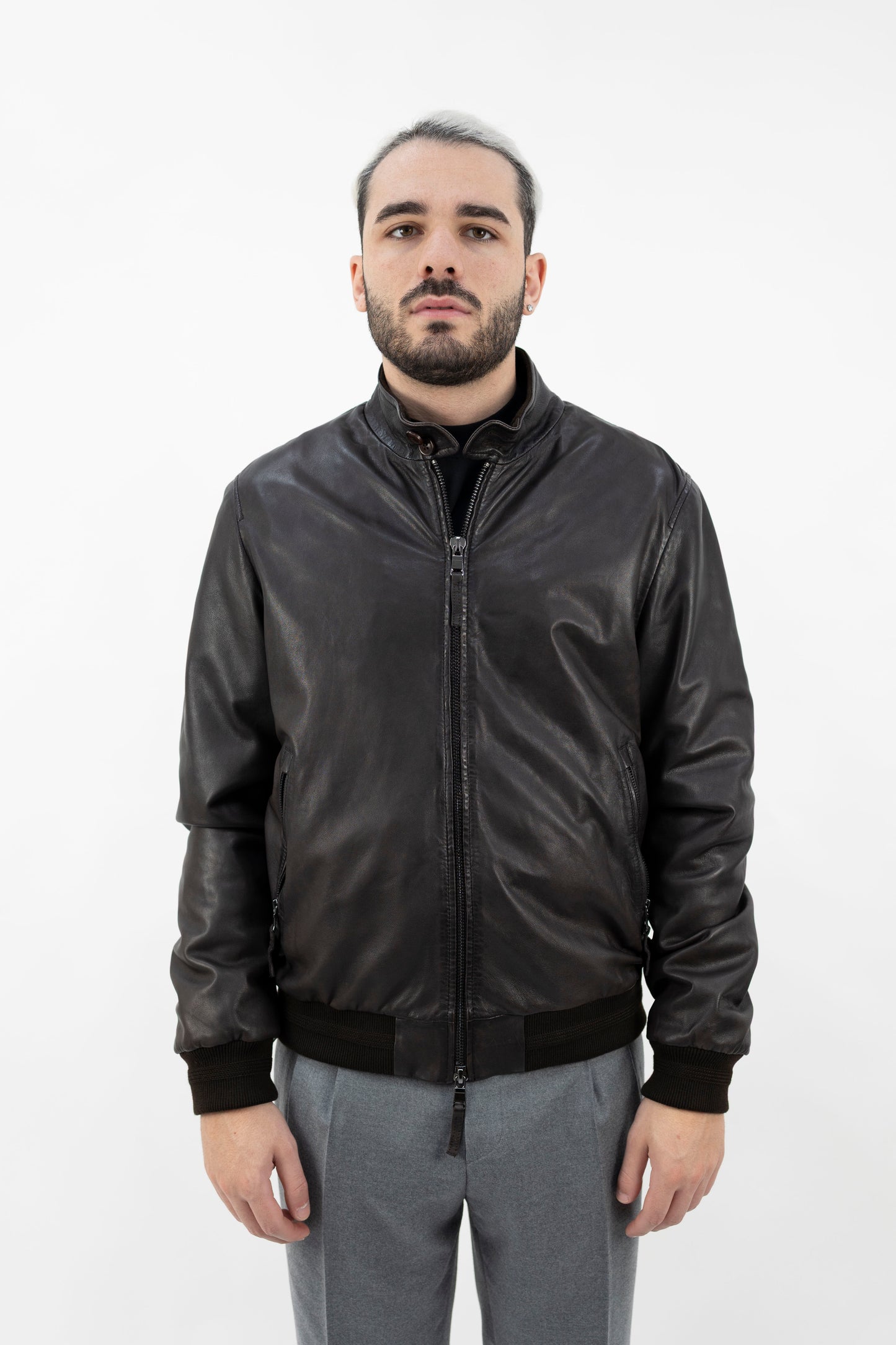 BOMBER IN PELLE TESTA DI MORO 5654 SL01 BULLY