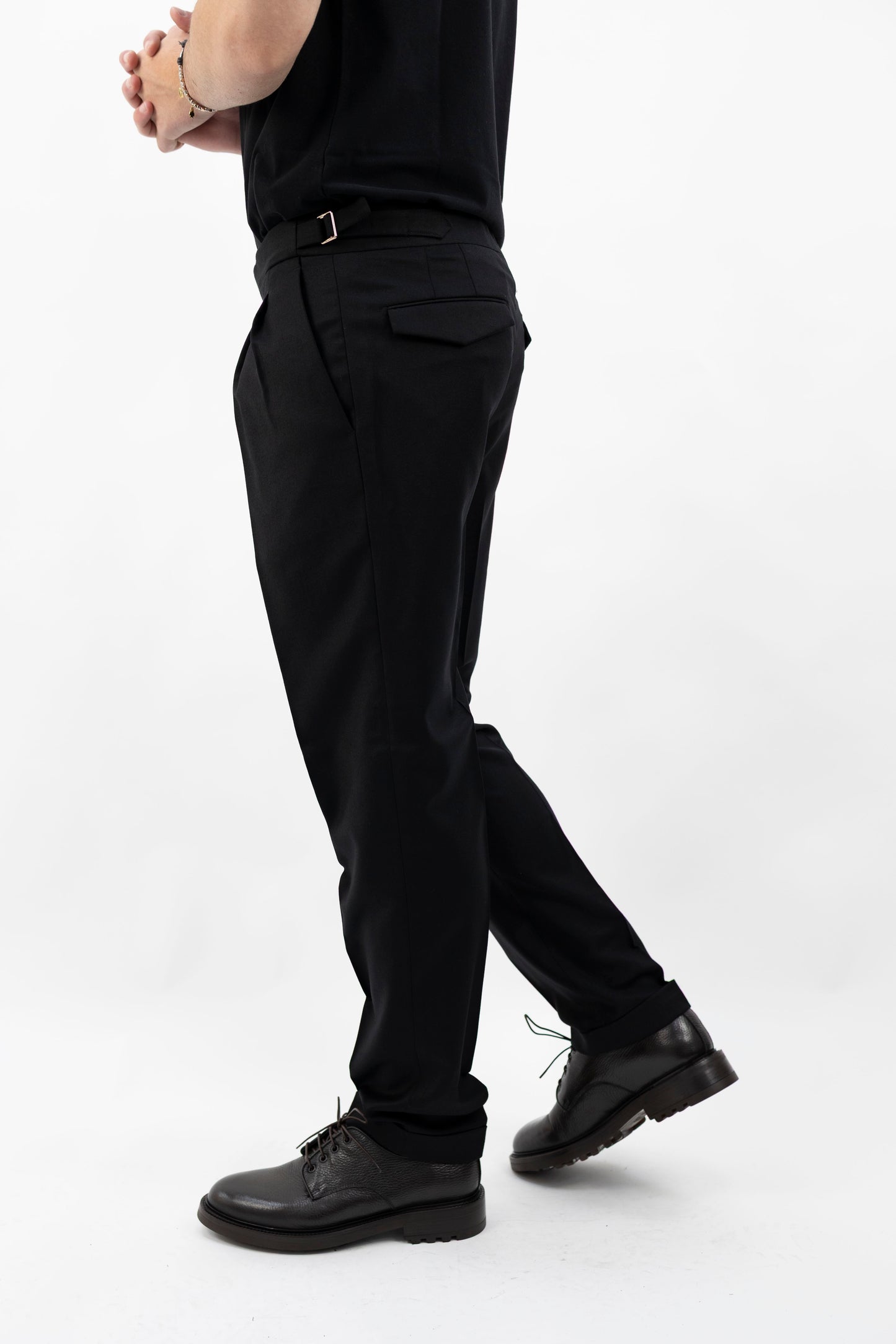 PANTALONE LANA NERO QUARTIERISQD 400120 010 Quattro decimi BY Briglia