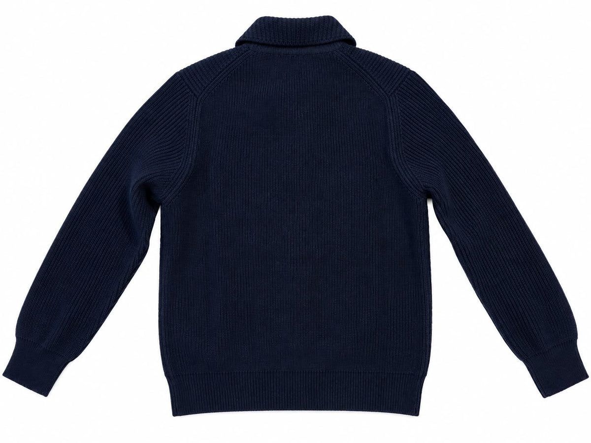 MAGLIA IN PURA LANA CON COLLO A POLO NAVY BALLANTYNE