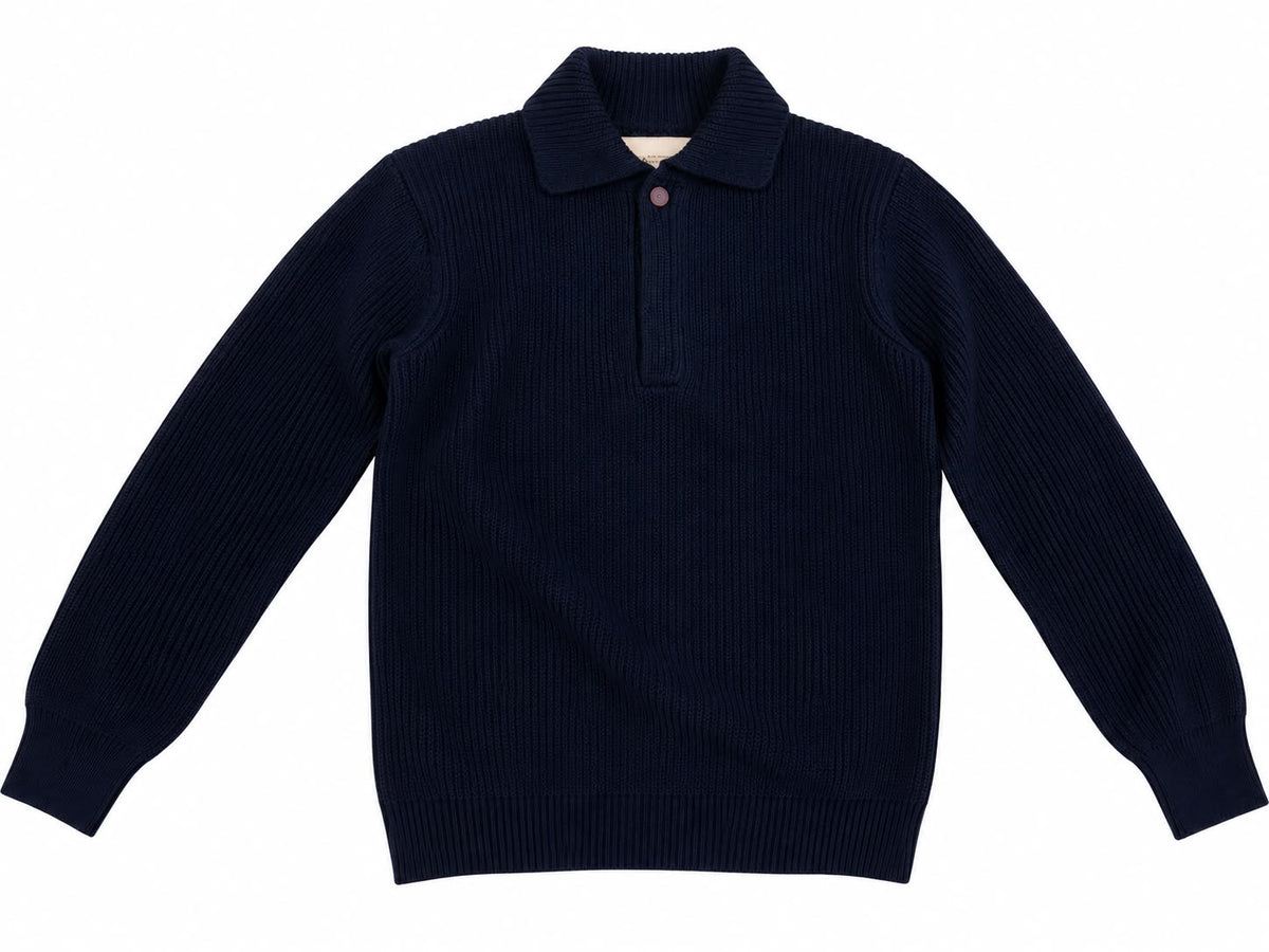 MAGLIA IN PURA LANA CON COLLO A POLO NAVY BALLANTYNE