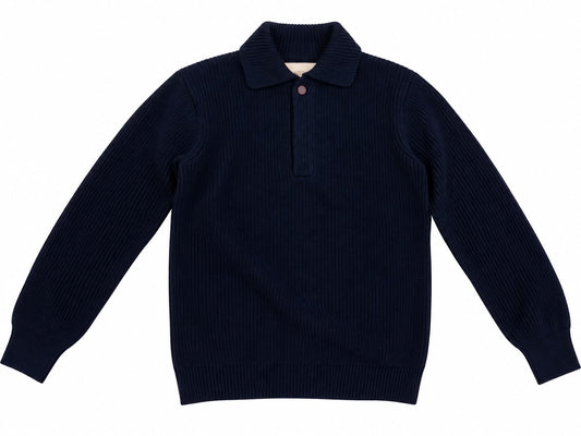 MAGLIA IN PURA LANA CON COLLO A POLO NAVY BALLANTYNE